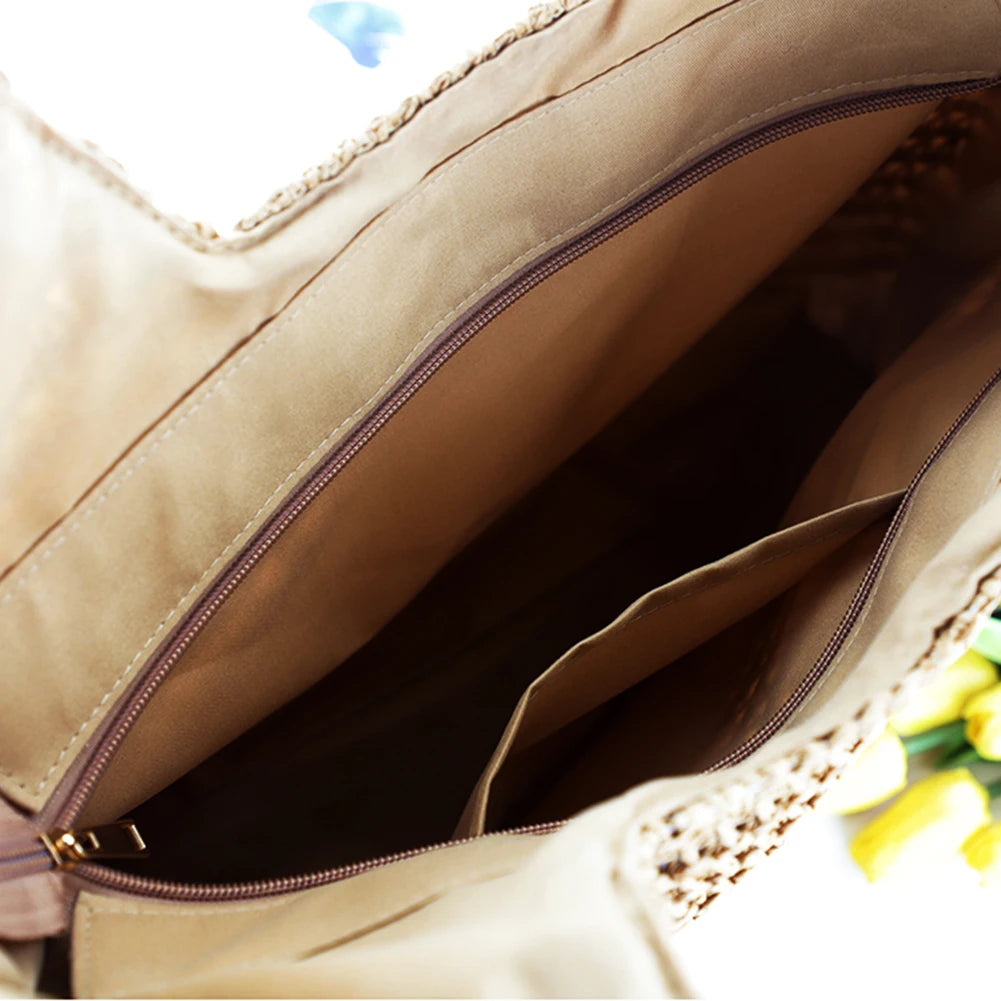 Women’s Large Crochet Straw Tote Bag