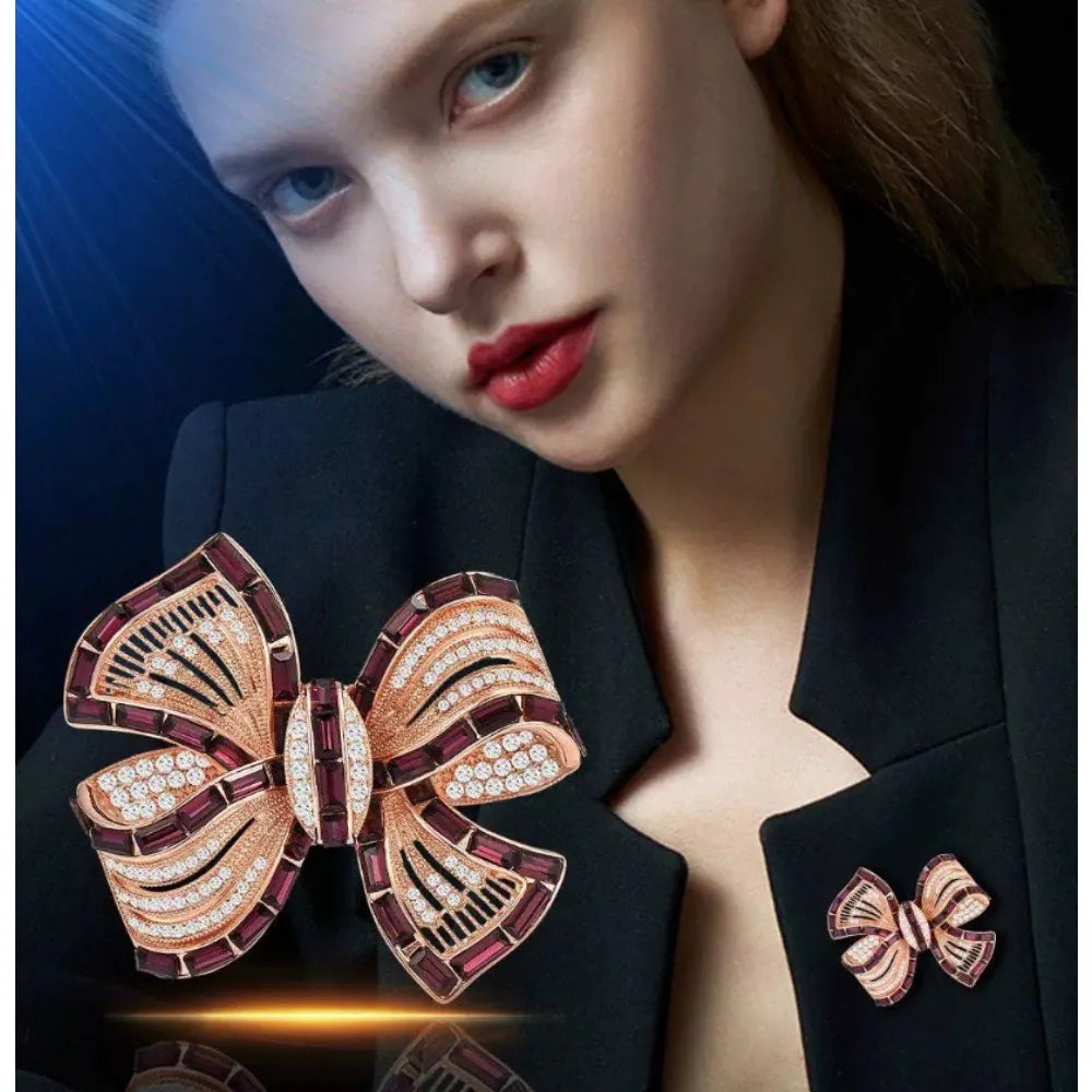 Luxury Purple Alloy Bow Brooch