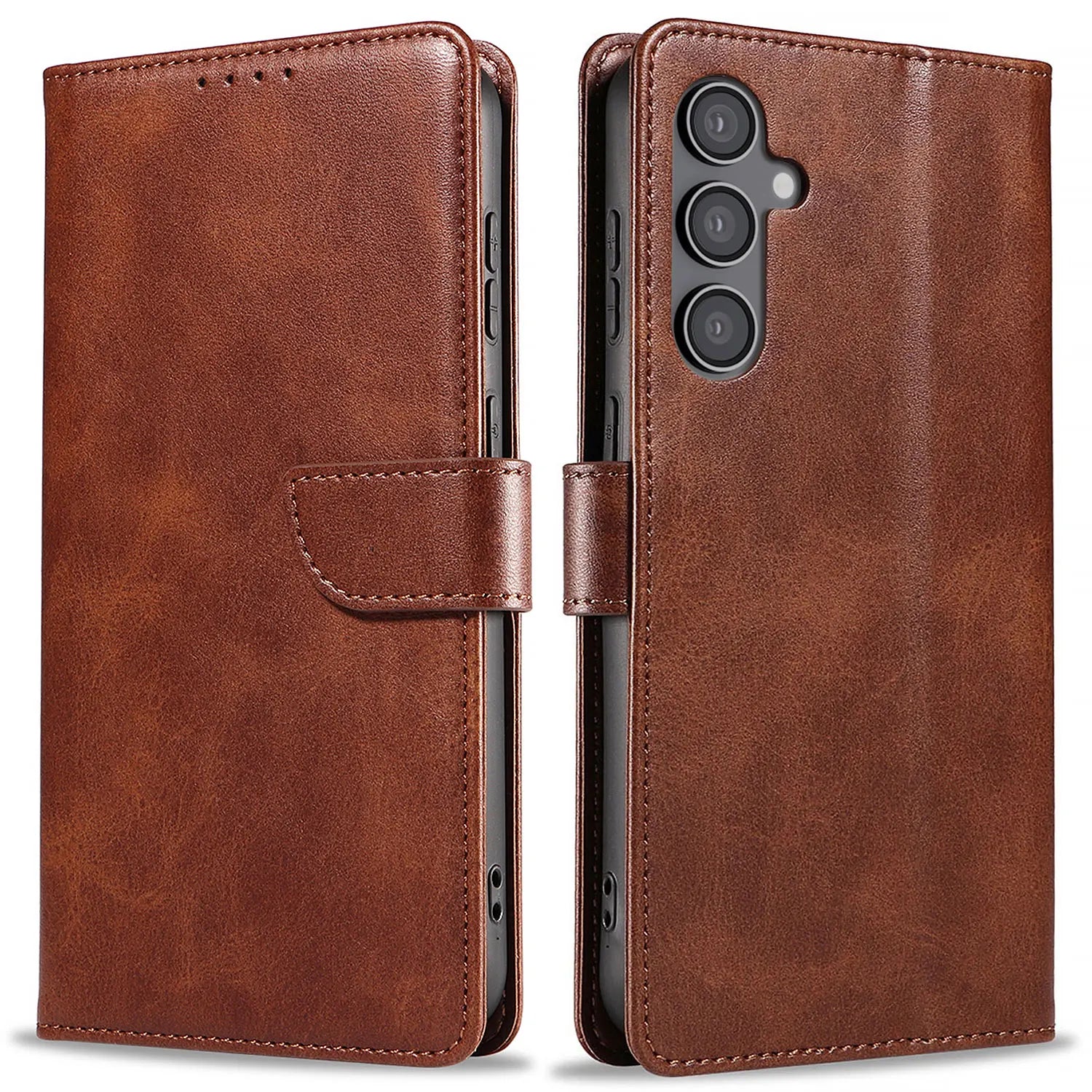 Galaxy S24 Leather Wallet Case – Brown