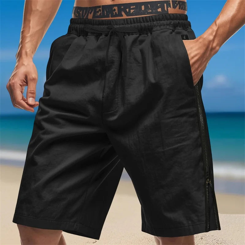 Herren-Shorts mit Kordelzug und elastischer Taille, lockere Passform