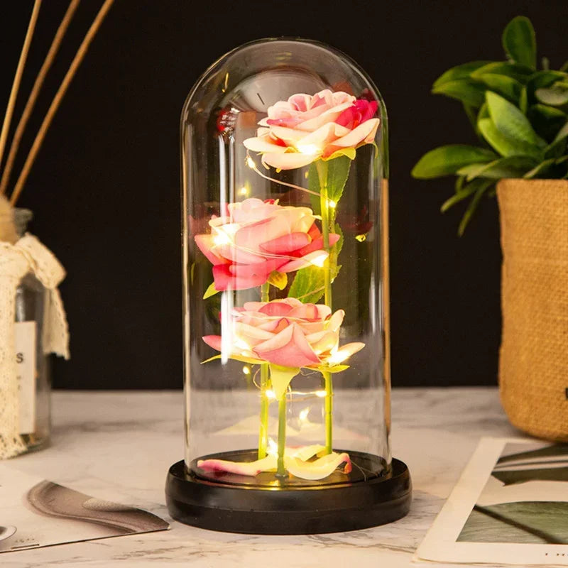 Rose Glass Dome Light-Up Gift Ornament