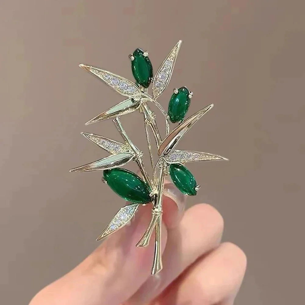 Retro Green Emerald Butterfly Brooch