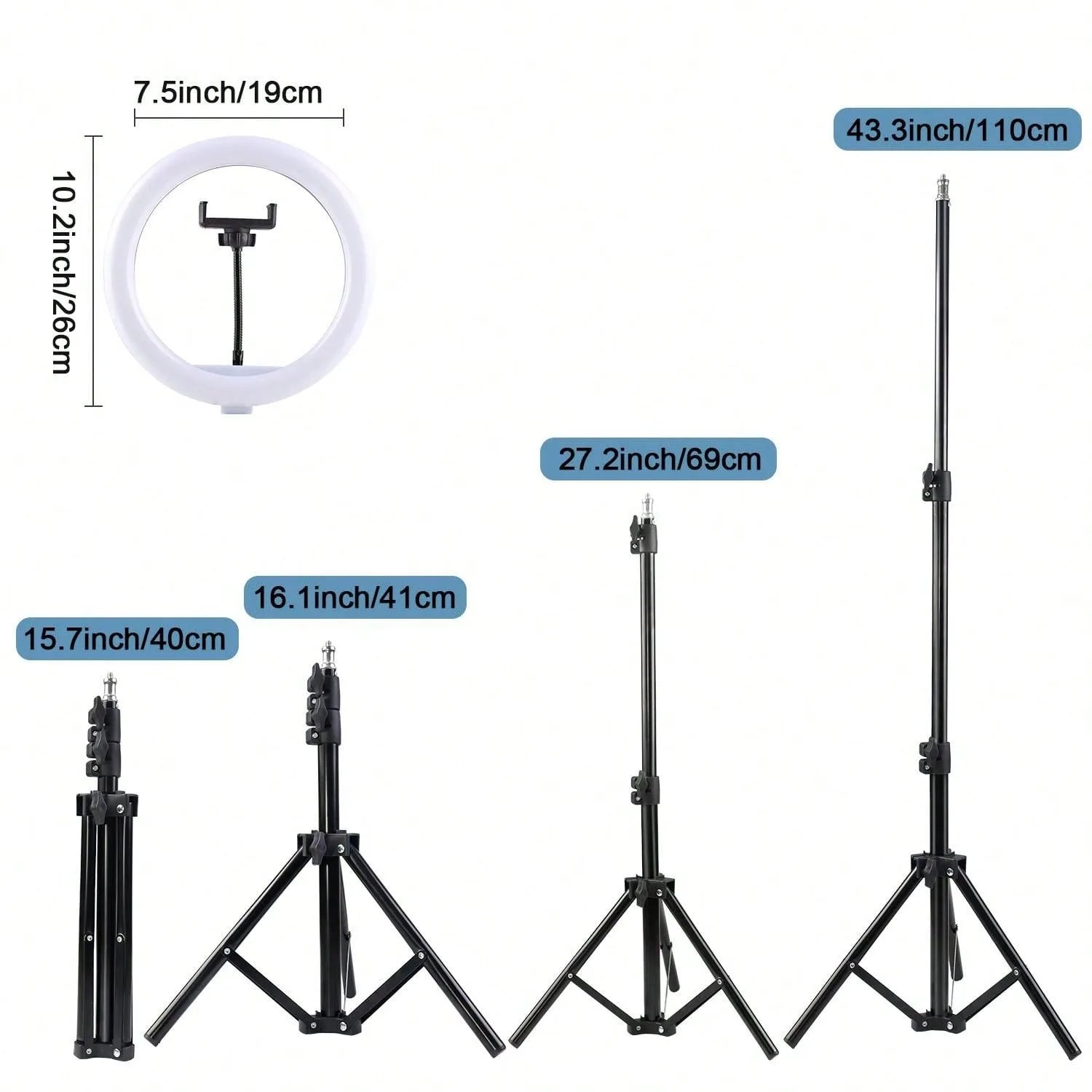 10'' dreifarbiges Ringlicht mit Stativ