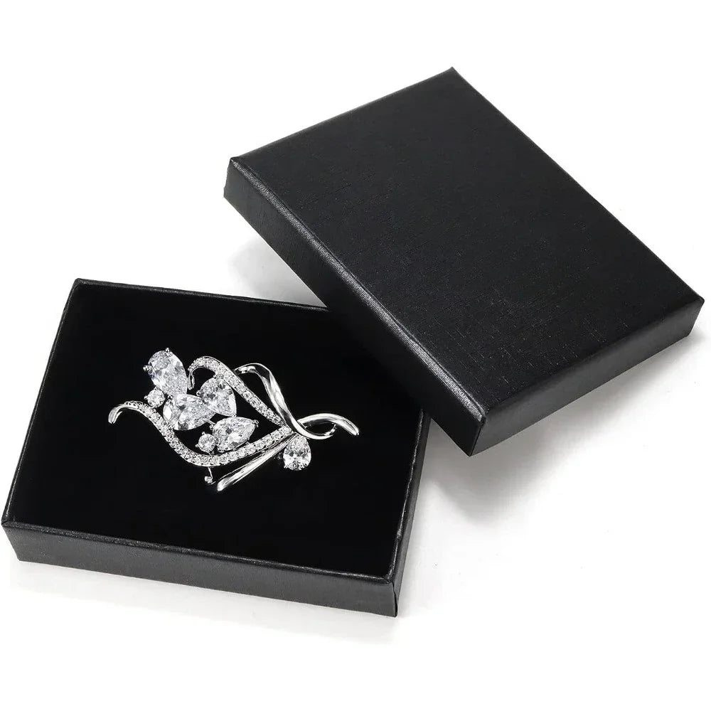 Zirconia Crystal Flower Brooch for Women