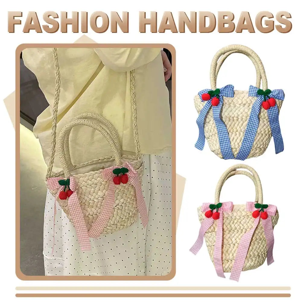 Straw Slouchy Tote Crossbody Handbag