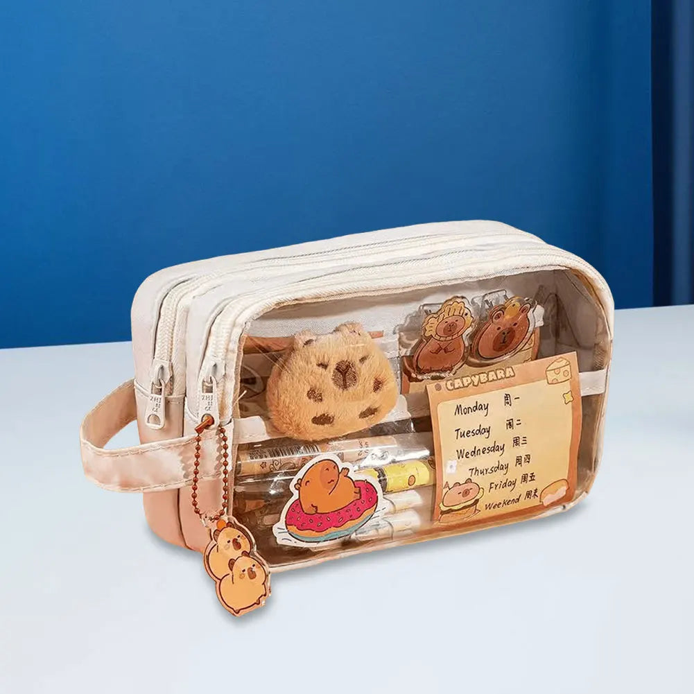 Capybara Kawaii Clear Pencil Case