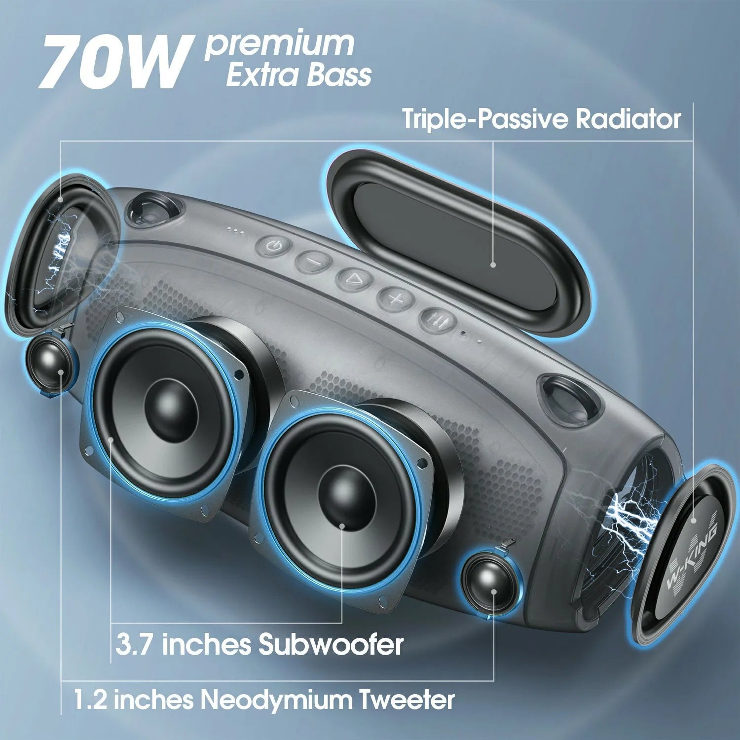 Tragbare Bluetooth-Boombox W-KING 70 W
