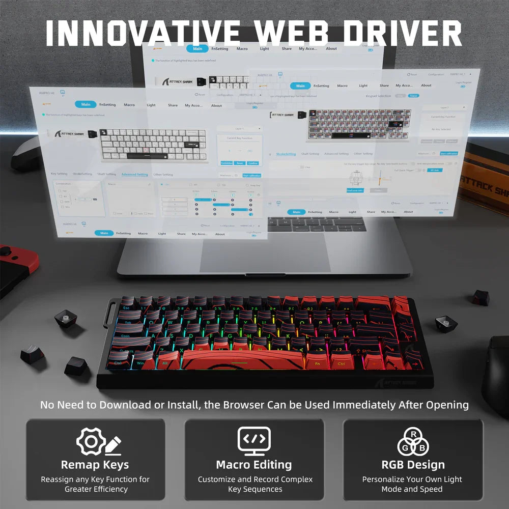 ATTACK SHARK X68 PRO Kabellose RGB-Tastatur