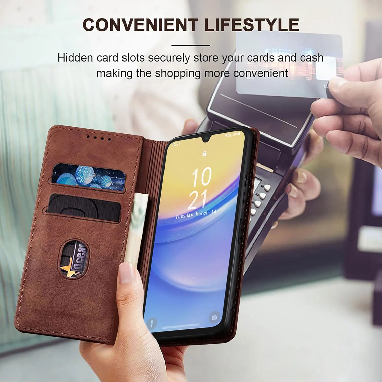 Galaxy A14 Leather Flip Wallet Case