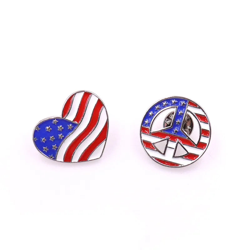 American Flag Rhinestone Brooch Pin