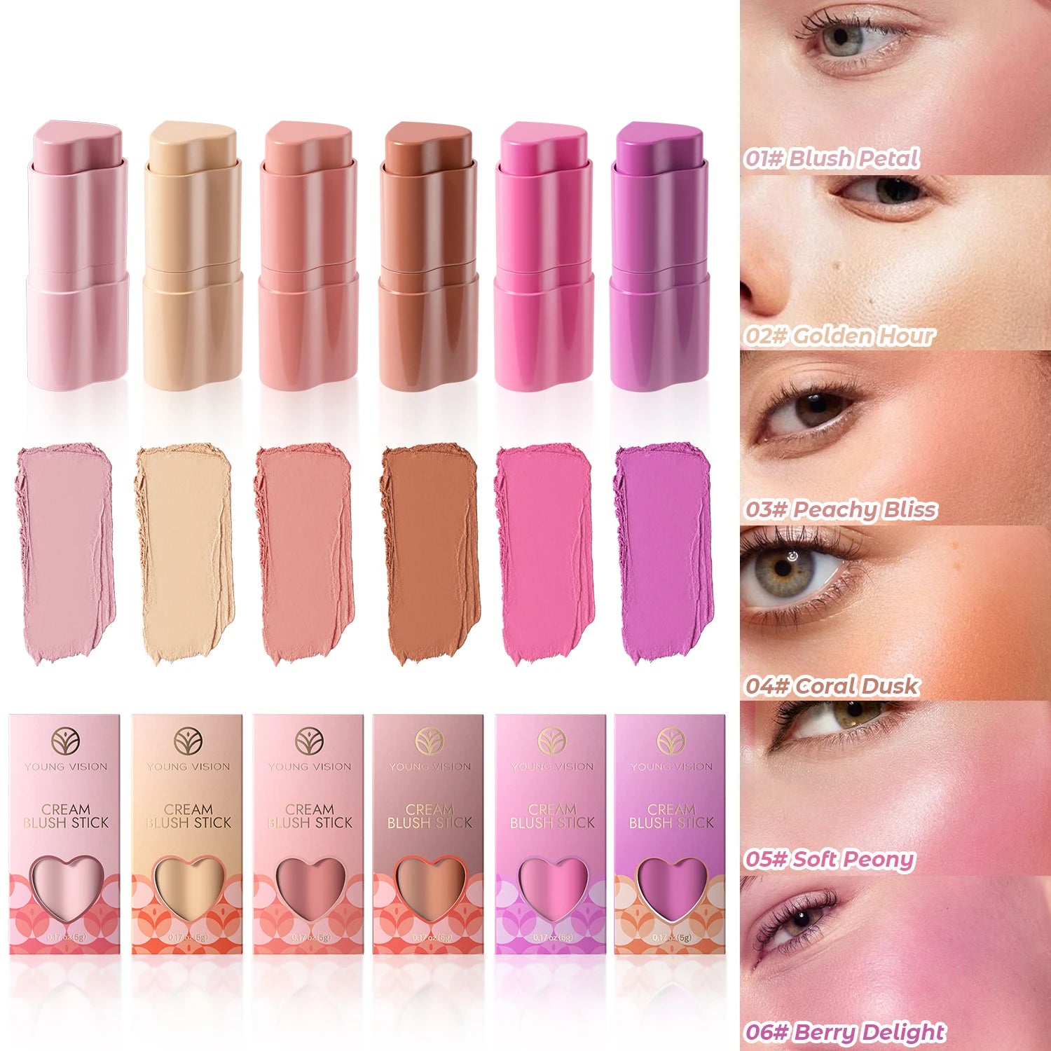 6-farbiges Rougestift-Set in Herzform