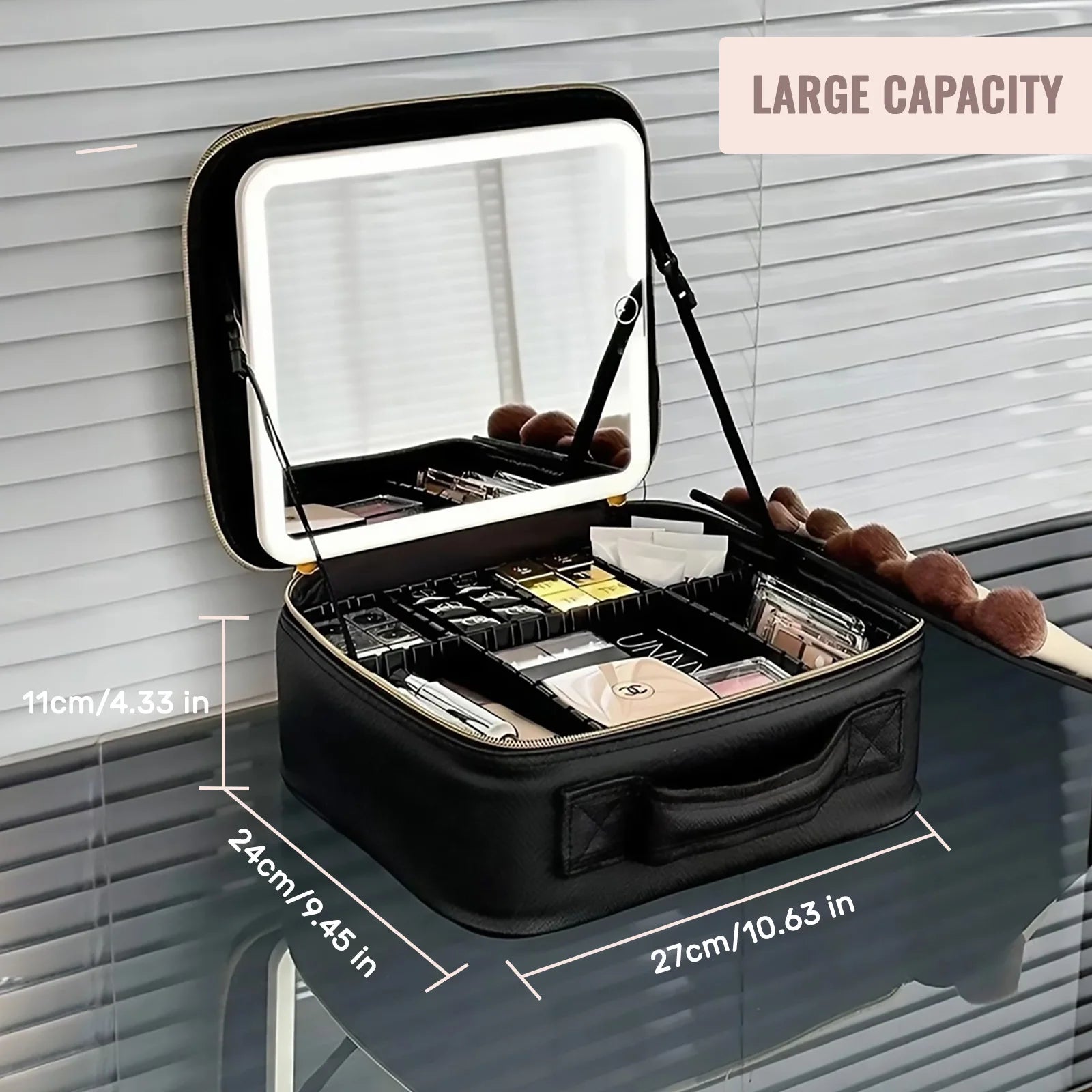 Travel Makeup Bag with LED Mirror