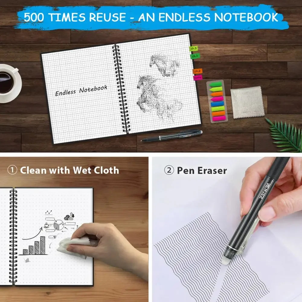 HOMESTEC A4 Reusable Erasable Notebook