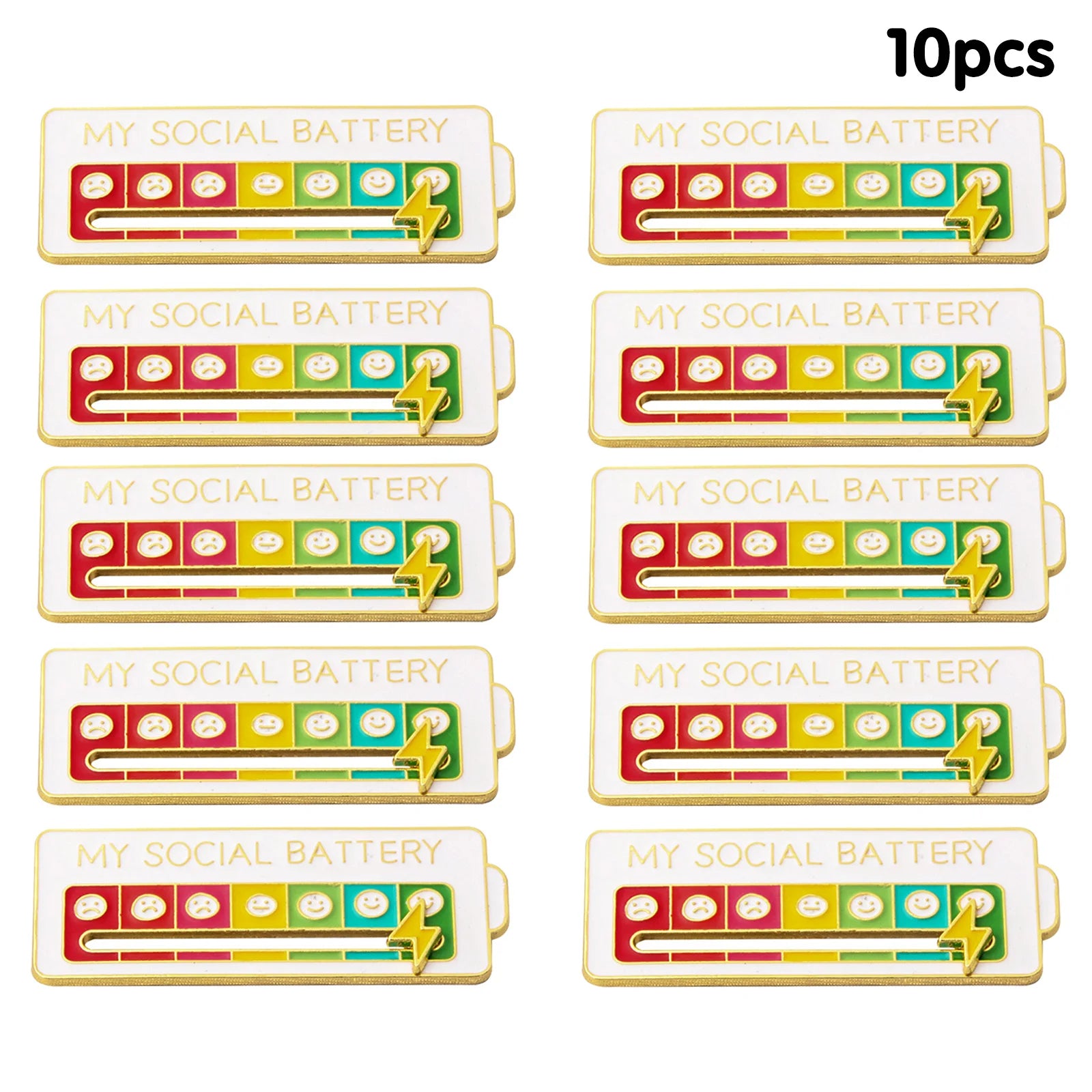 Enamel Mood Battery Brooch Pin Set