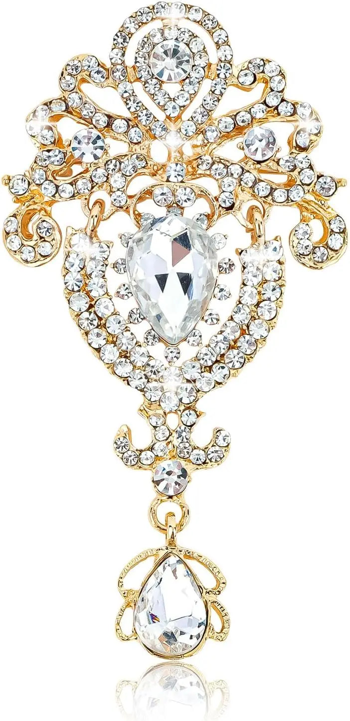 Vintage Rhinestone Flower Brooch Pin