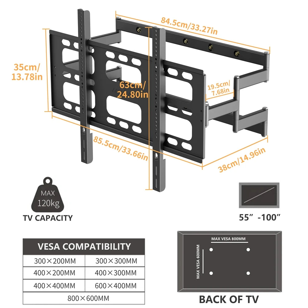 Full Motion TV Wall Mount 55-100 Inch