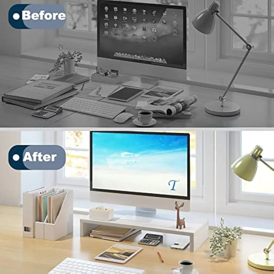 TEAMIX White Wood Monitor Stand Riser