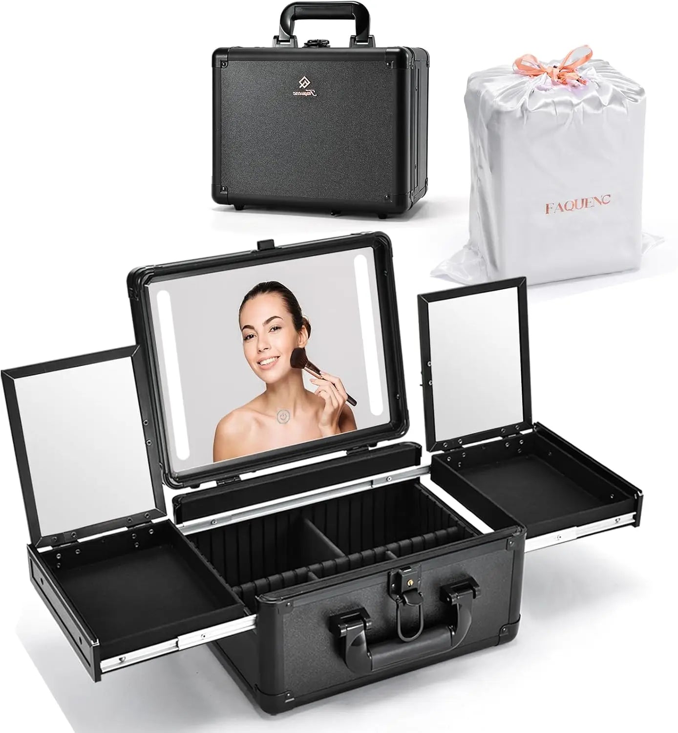 Makeup Case with LED Mirror Organizer