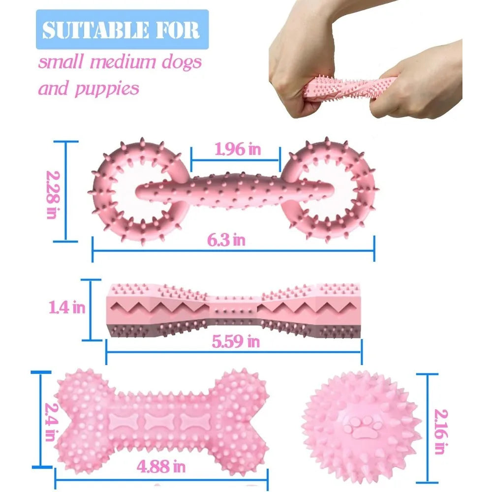 Pink Puppy Teething Chew Toy Set