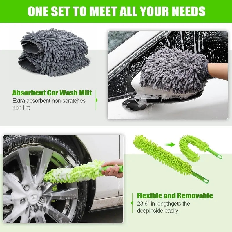 62" Long Handle Car Wash Brush Kit