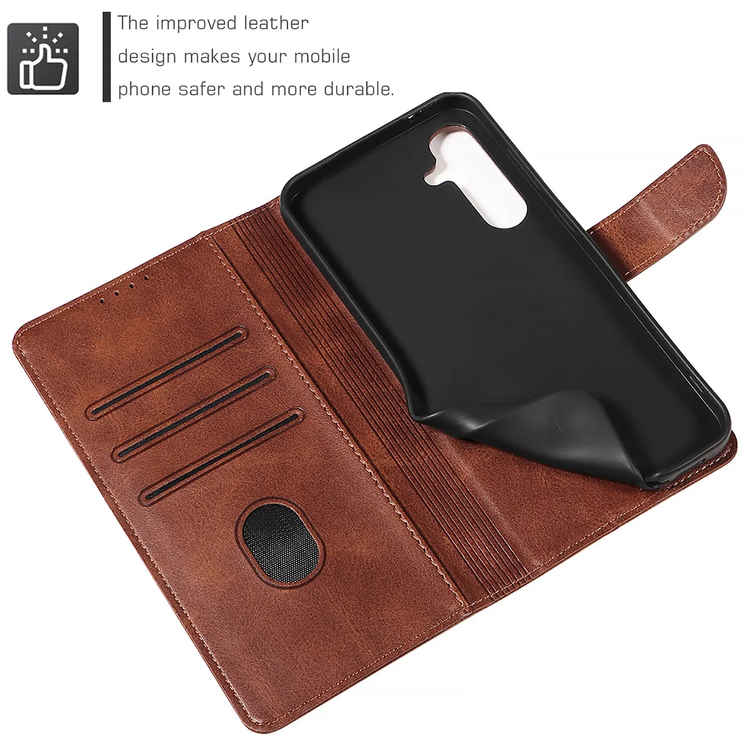 Galaxy S24 Leather Wallet Case – Brown
