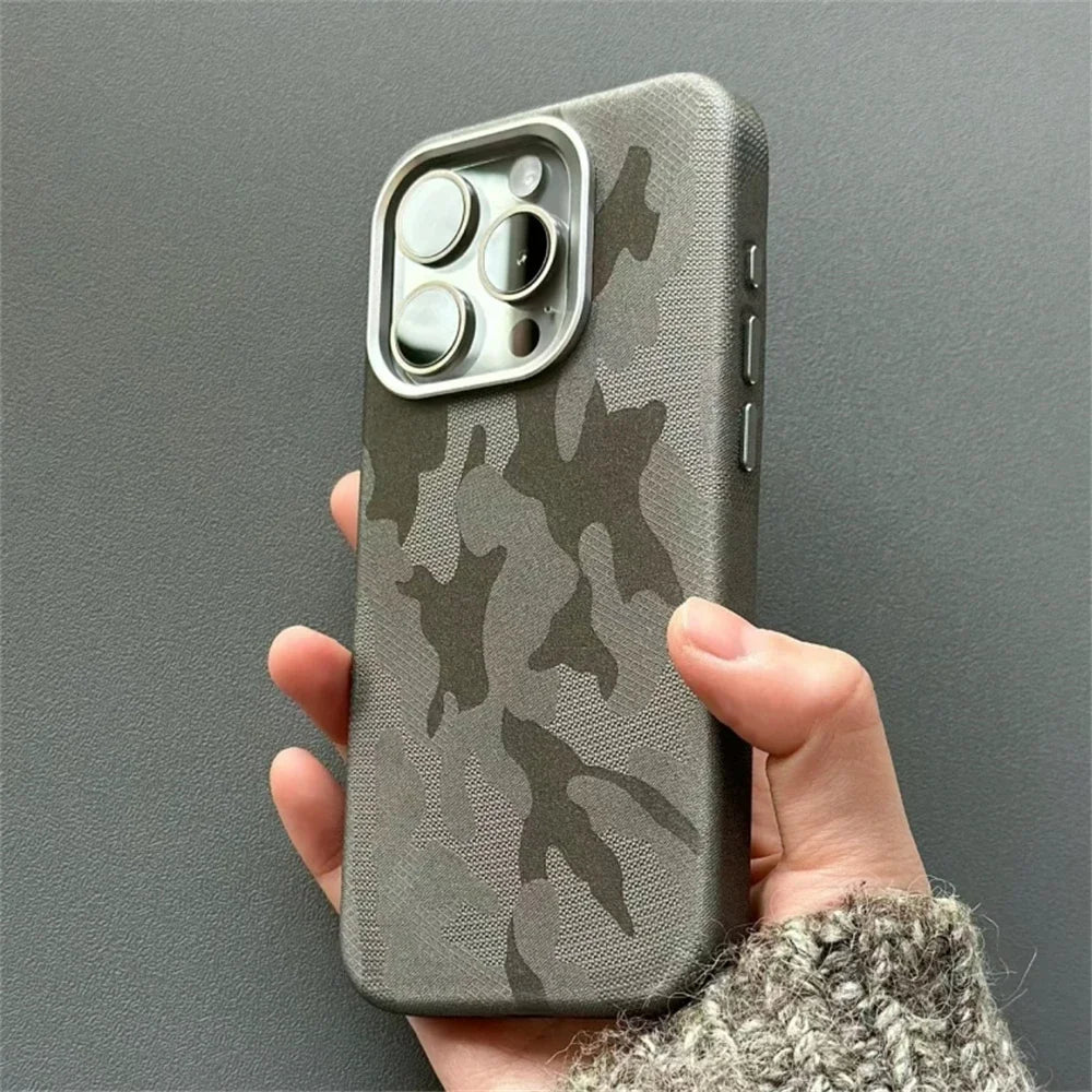 Luxury Camo Leather Magnetic Phone Case