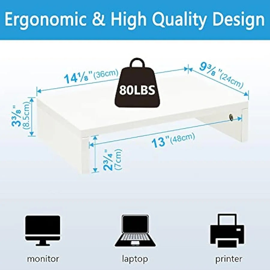 TEAMIX White Wood Monitor Stand Riser