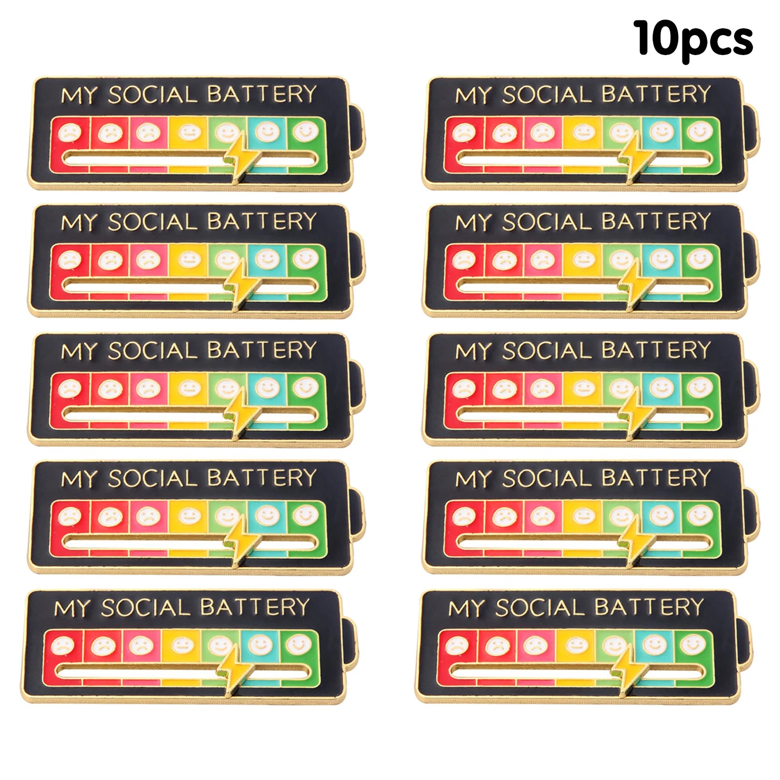 Enamel Mood Battery Brooch Pin Set