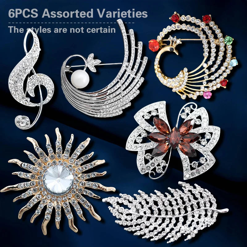 Peacock Feather Sunflower Brooch Set