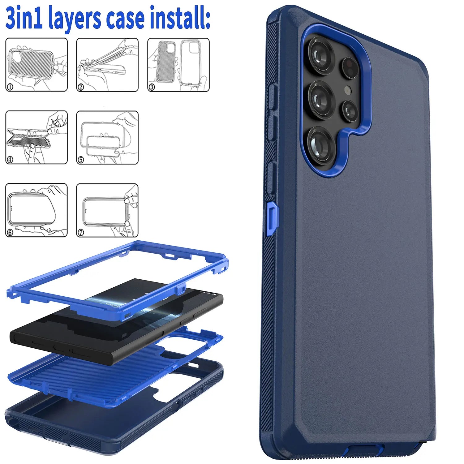 Galaxy S24 Series Rugged 3-in-1 Case – Blue