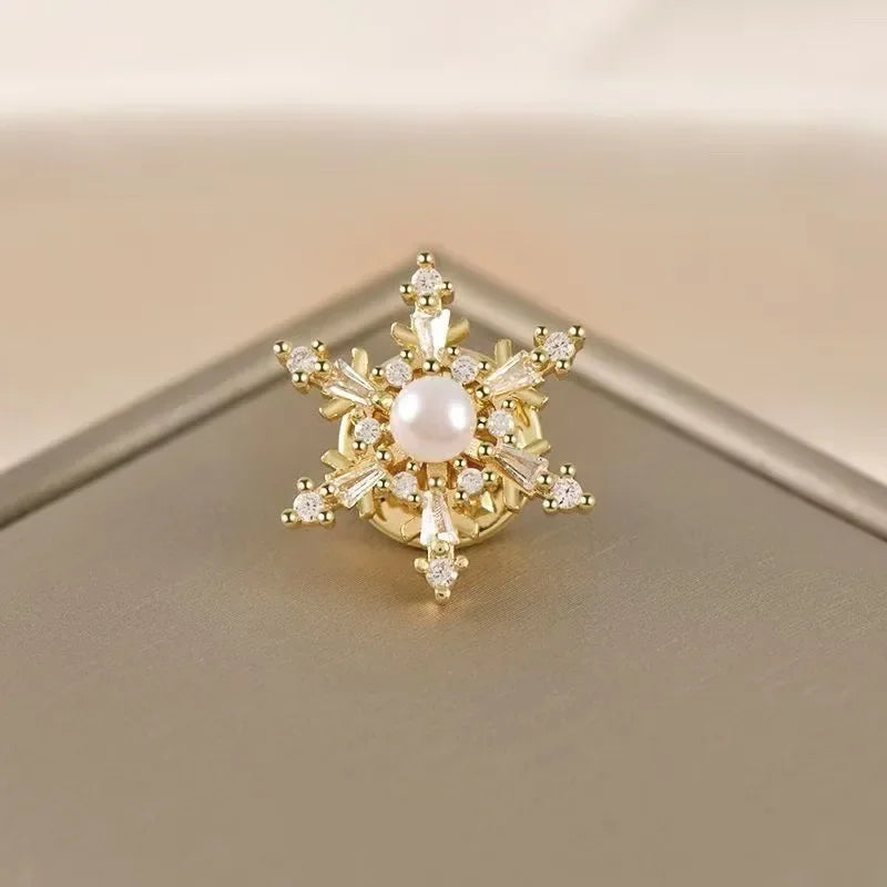 Flower and Bow Metal Brooch Set