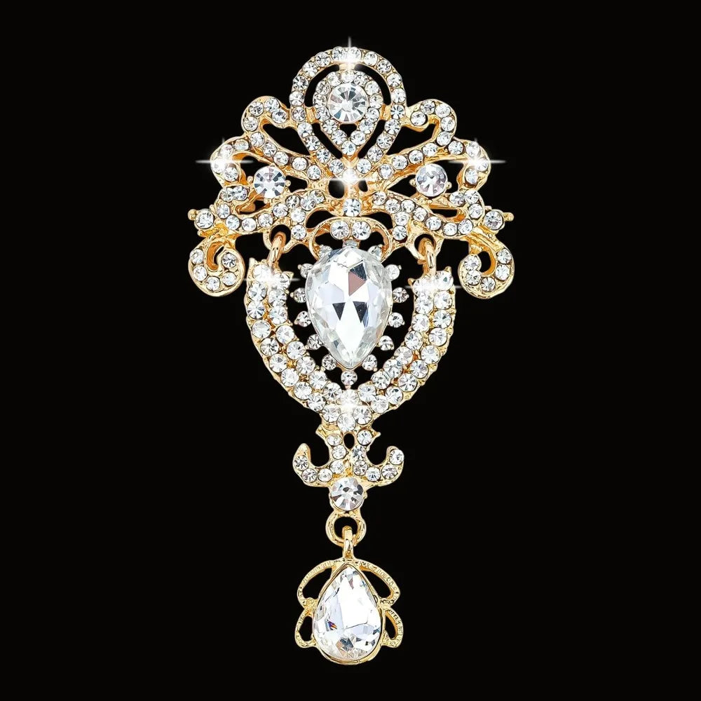 Vintage Rhinestone Flower Brooch Pin