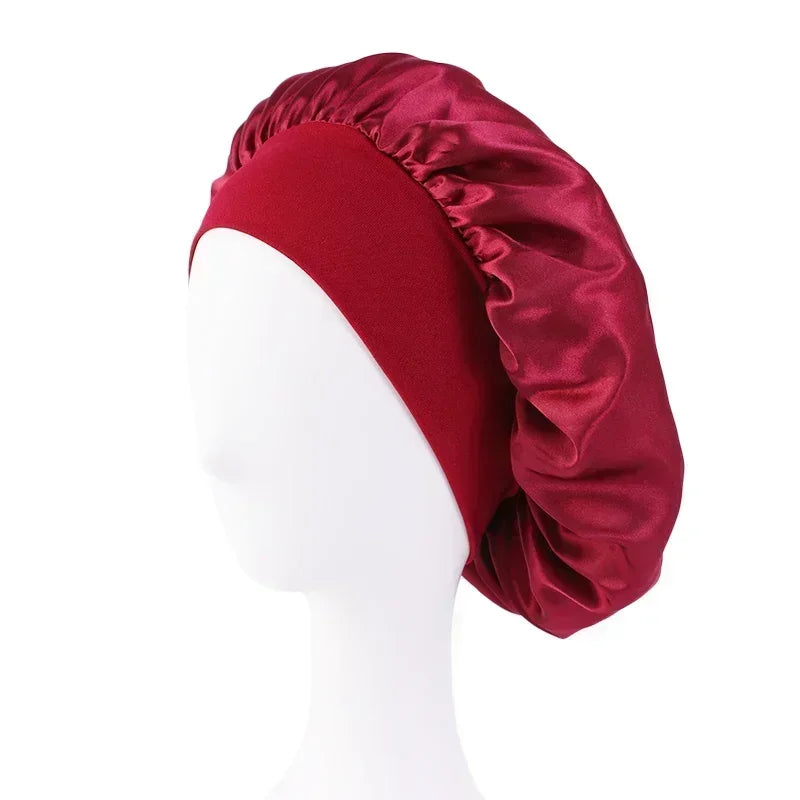Satin Wide-Brim Silk Sleep Nightcap