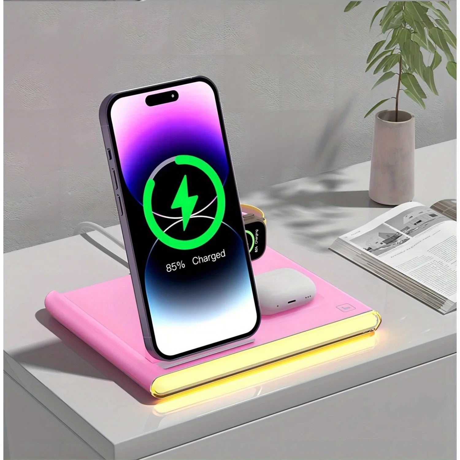 2-Pack 4-in-1 Fast Wireless Charger Station