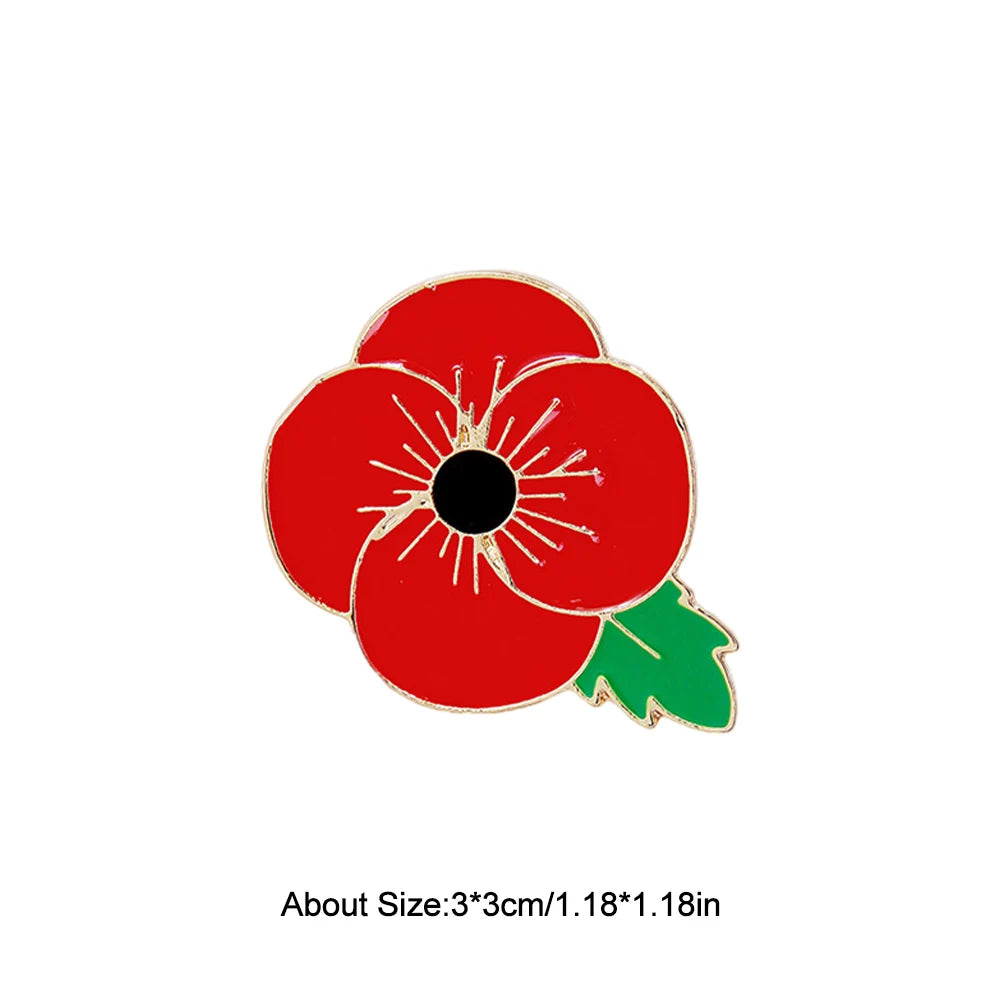 Red Poppy Rose Flower Lapel Pins