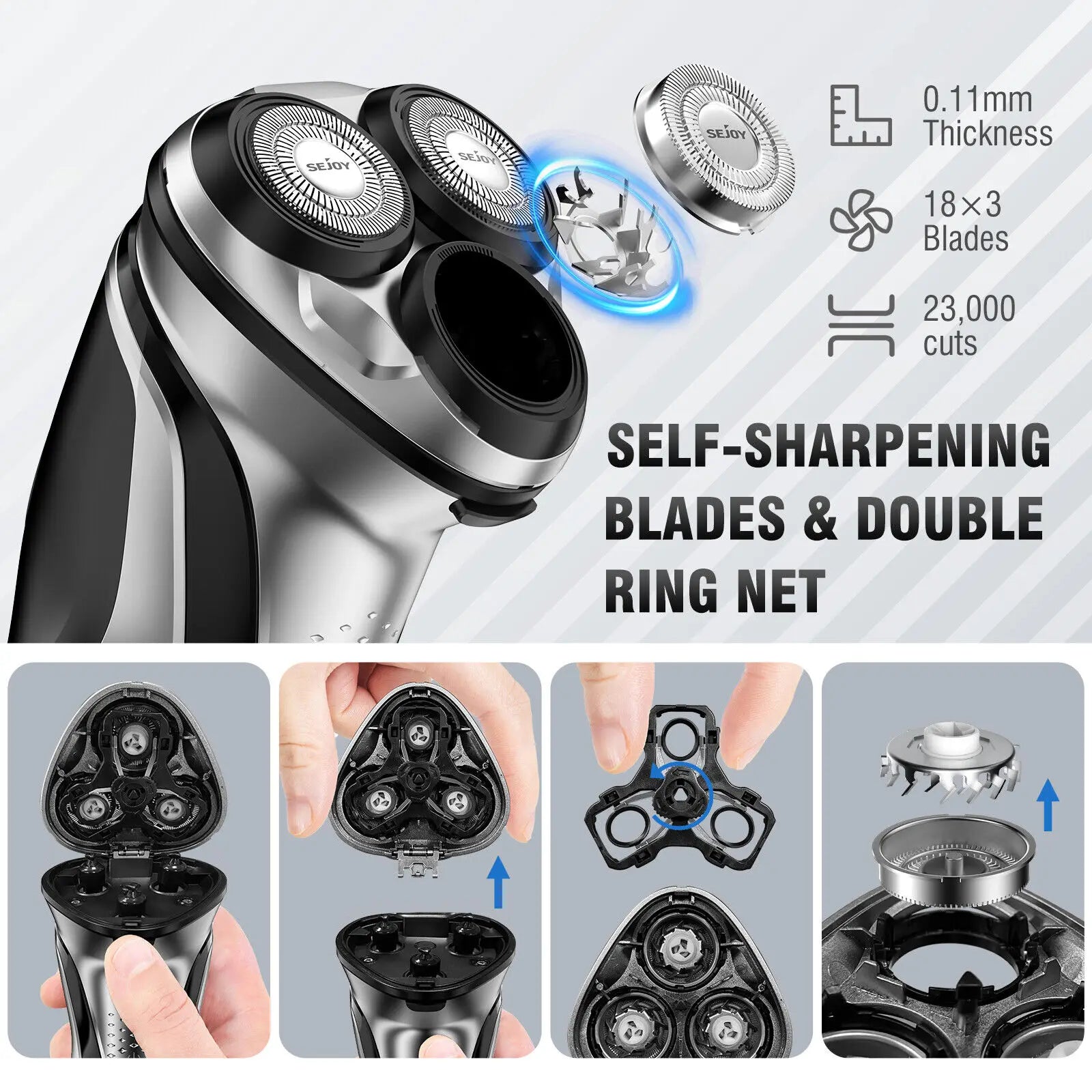 Sejoy 3D Floating Wet Dry Electric Shaver