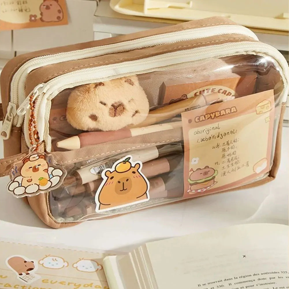 Capybara Kawaii Clear Pencil Case