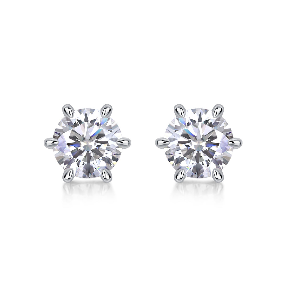 Guardian Six-Claw Moissanite Stud Earrings