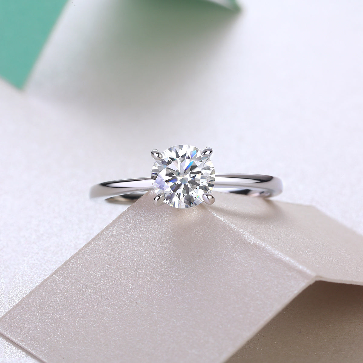Classic 4 Prong Moissanite Silver Ring