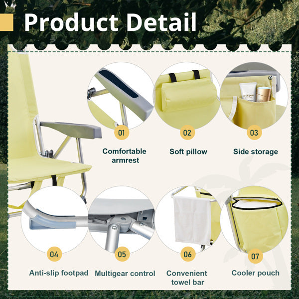 Yellow Aluminum Beach Chair