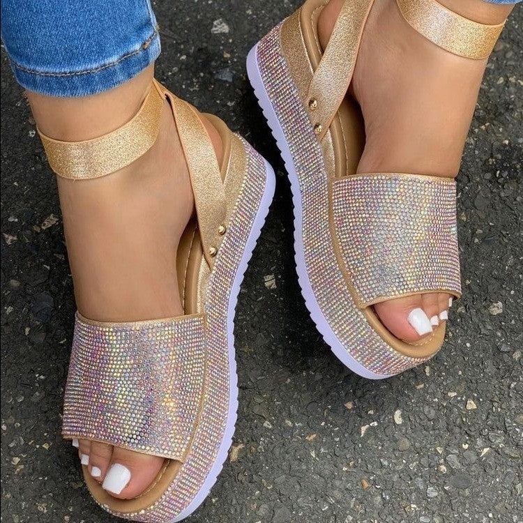 Women's Rhinestone Platform Summer Sandals