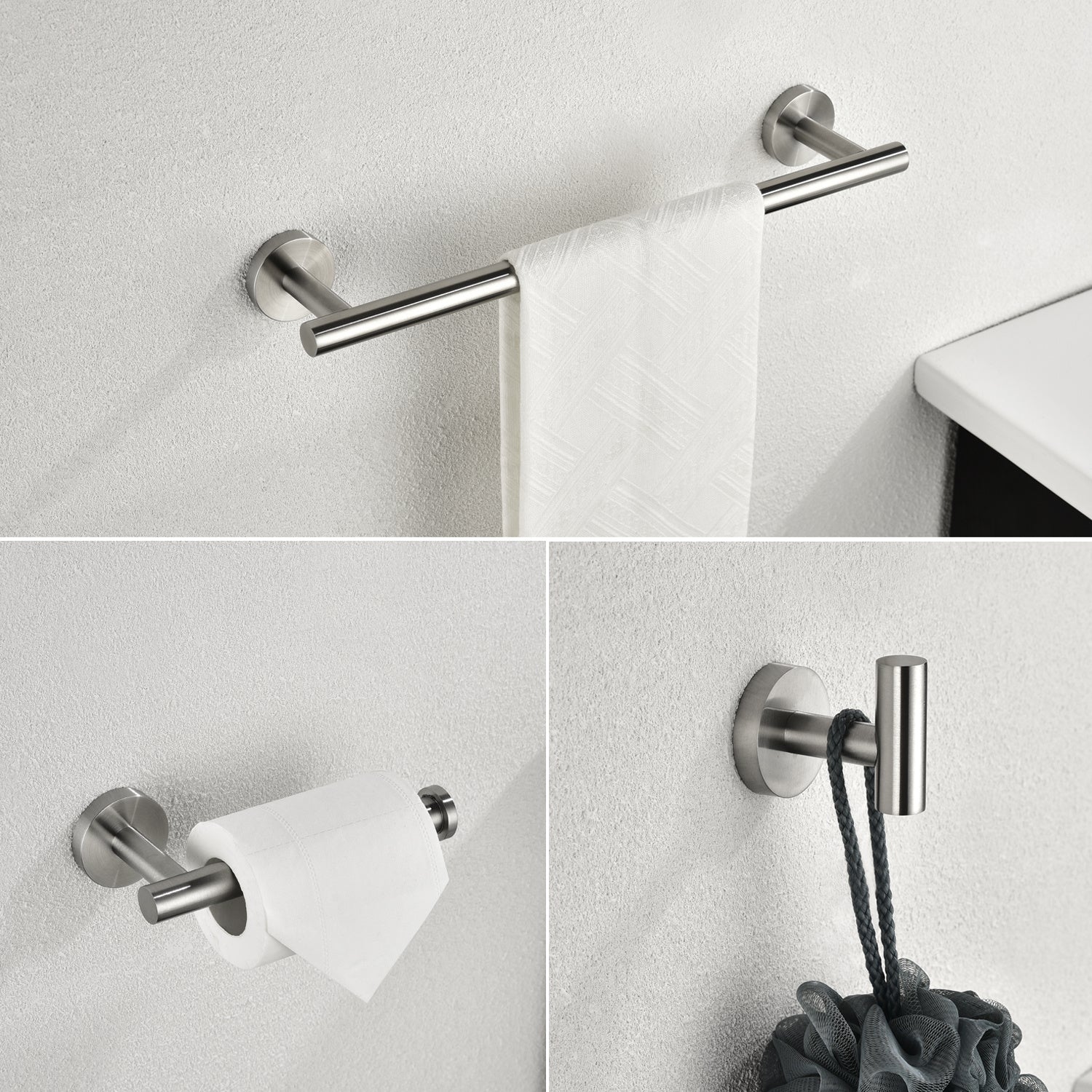 3-Piece Bathroom Towel Rack & Hanger Set