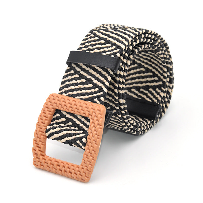 Ceinture large en coton et lin