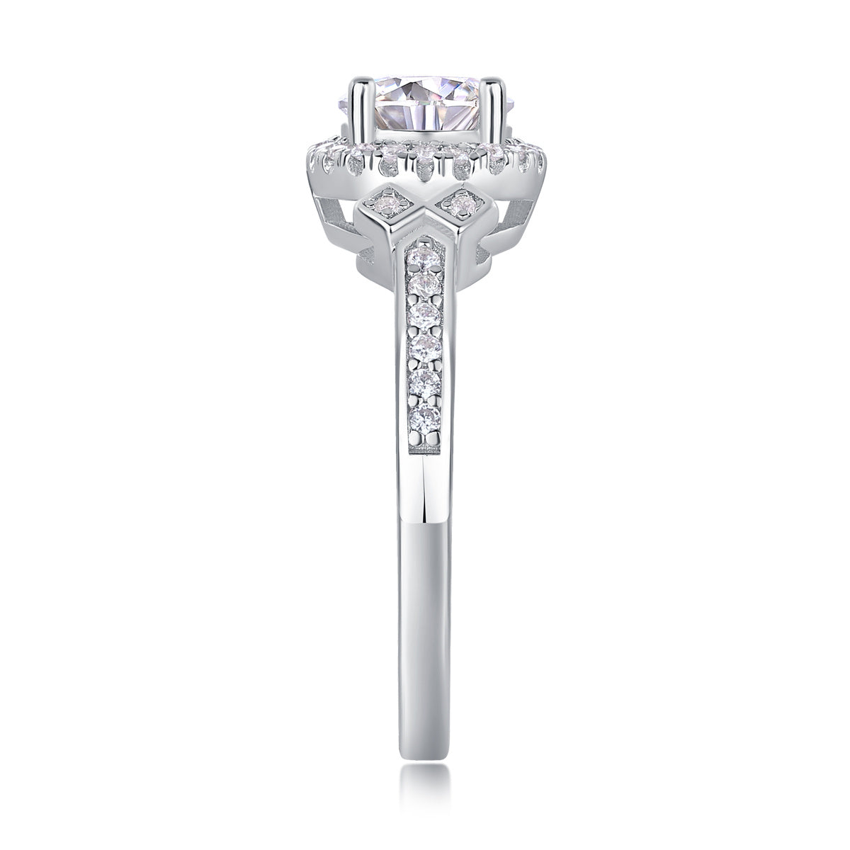 Leuchtturm-Moissanit-Silberring-Set