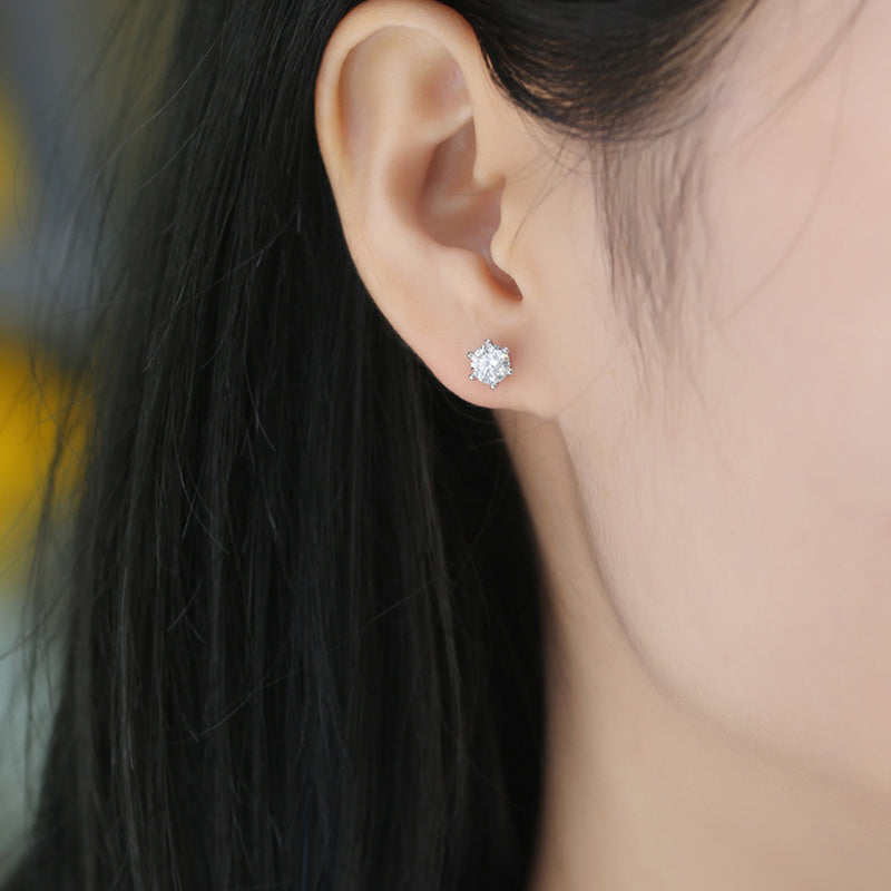 Classic Six-Prong Moissanite Earrings