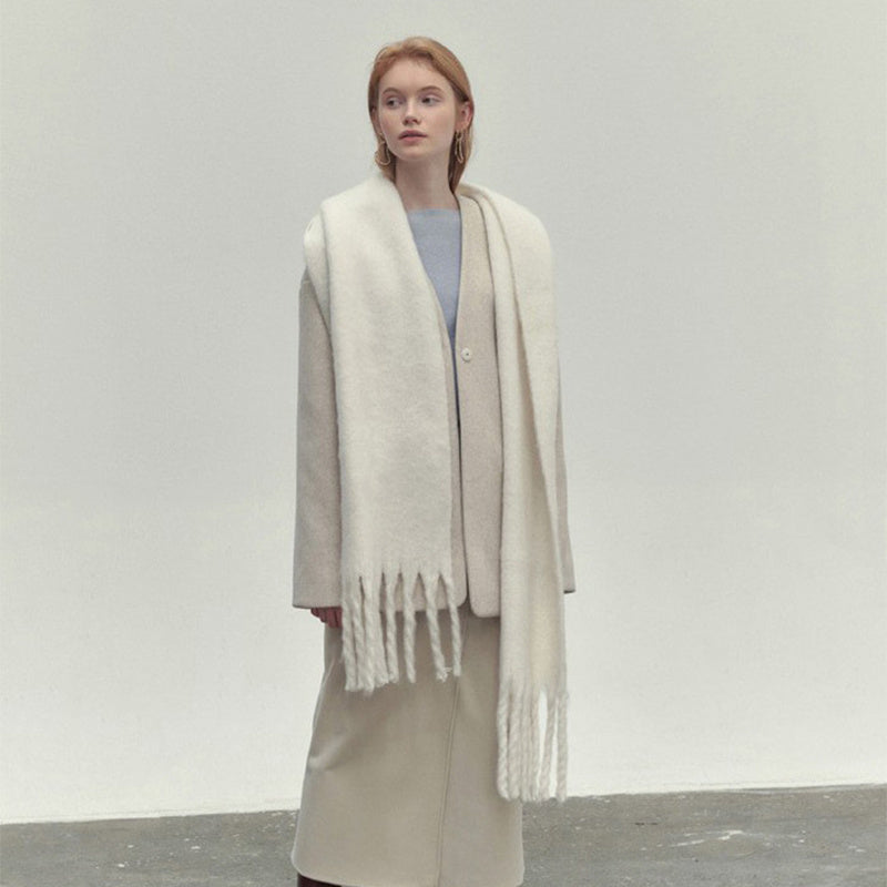 Écharpe à pompons d'hiver – Châle long et doux