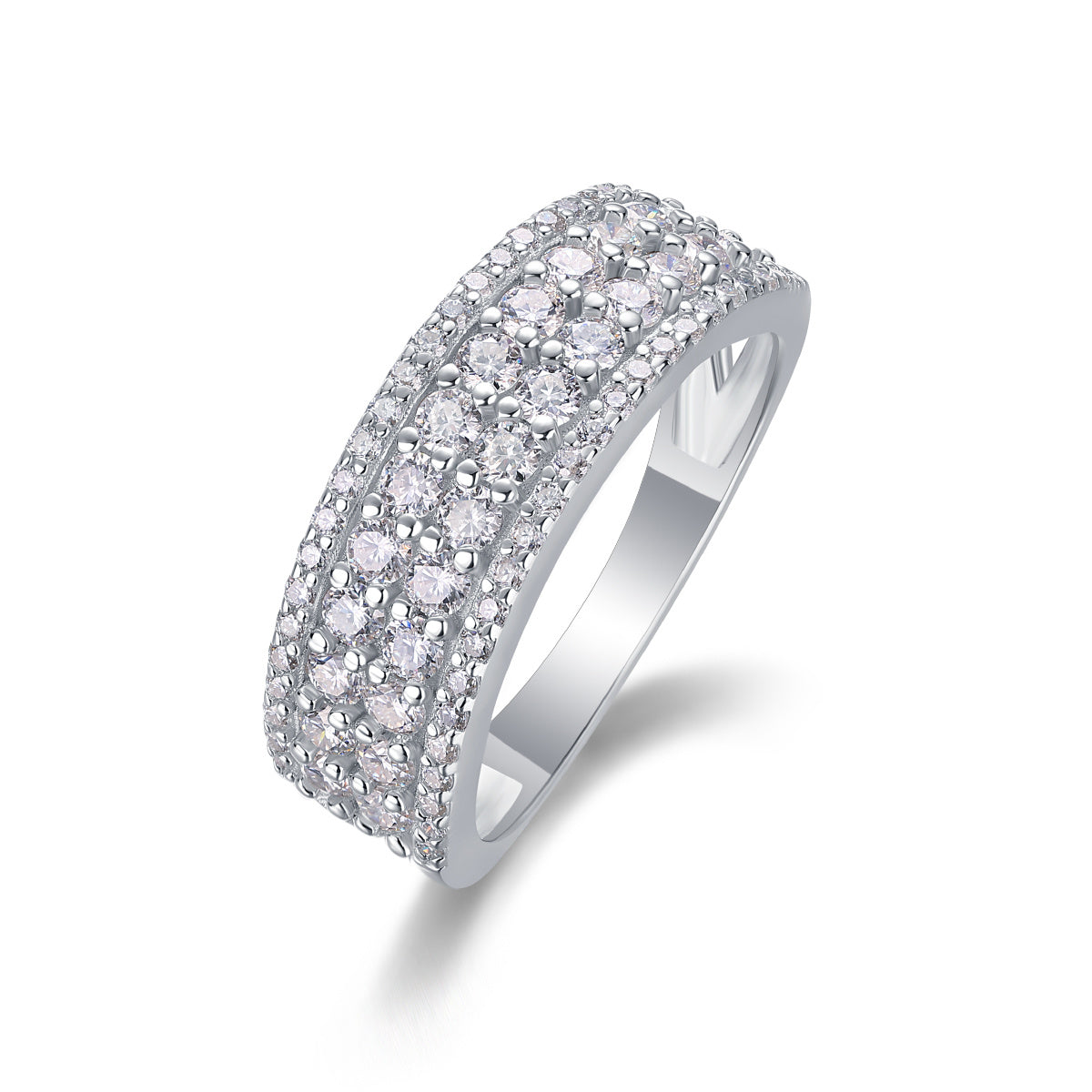 Moissanite Multi-Row Silver Ring Set