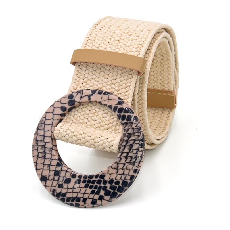 Ceinture large en coton et lin