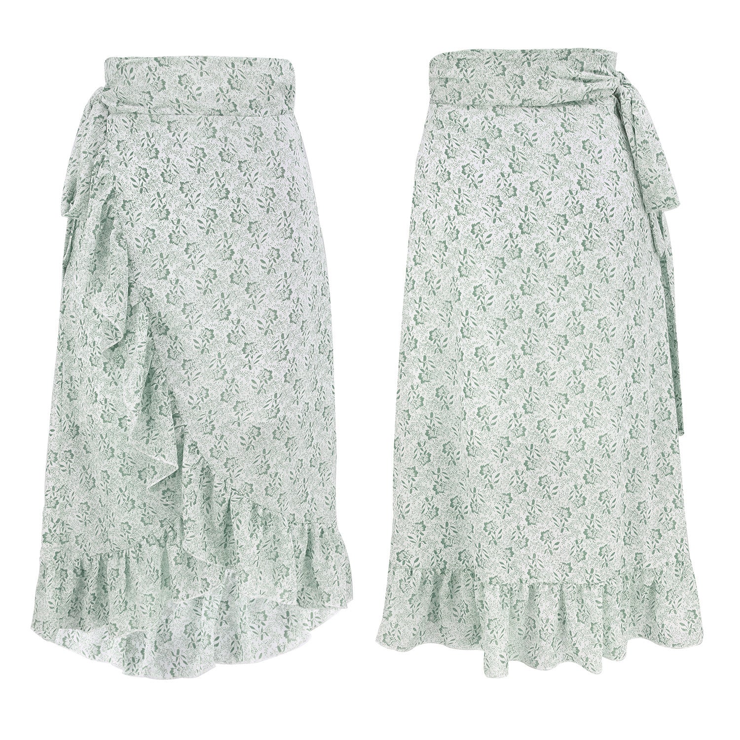 Wickelrock aus Chiffon mit Blumenmuster und hoher Taille