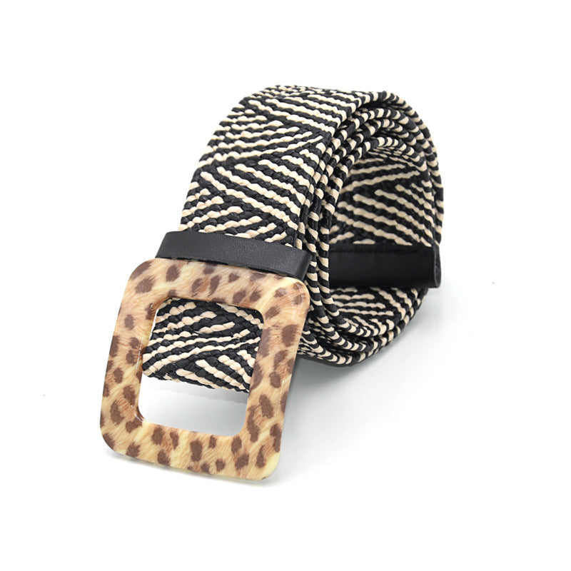 Ceinture large en coton et lin